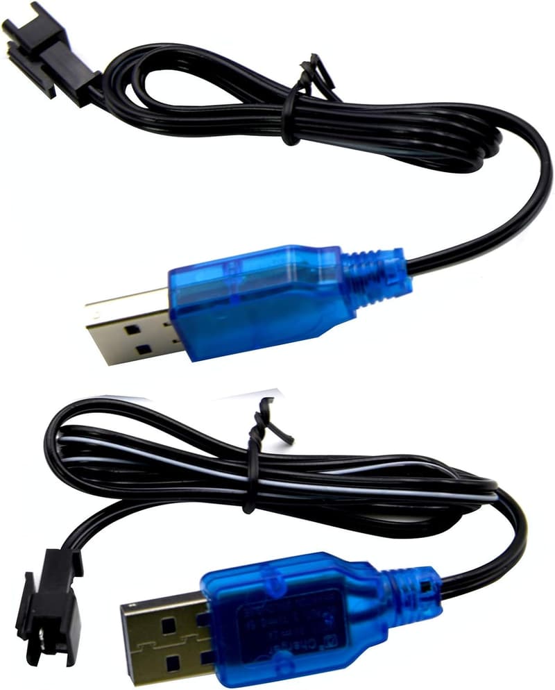 USB Charger Cable (2 Pack) for Mini RC Stunt Vehicles 1S Li-ion/Li-Po