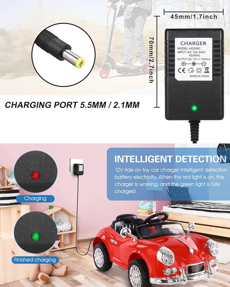 12V Battery Charger for Kids Ride-On Cars