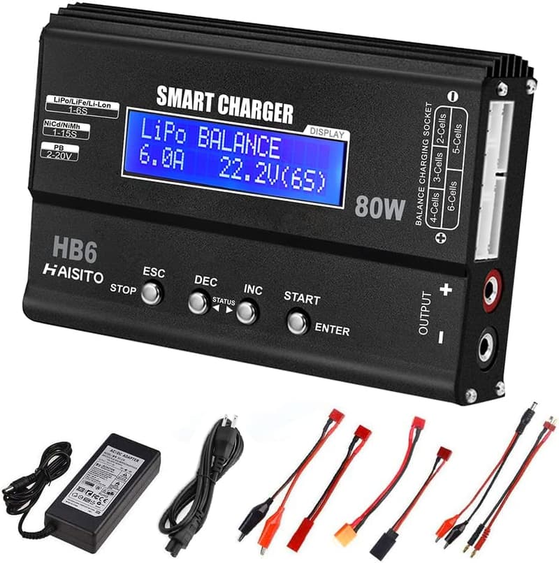 LiPo Battery Balance Charger for RC Cars - 80W 6A