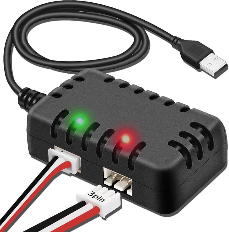 2-in-1 USB Lipo Battery Charger for 2S RC Cars and Drones