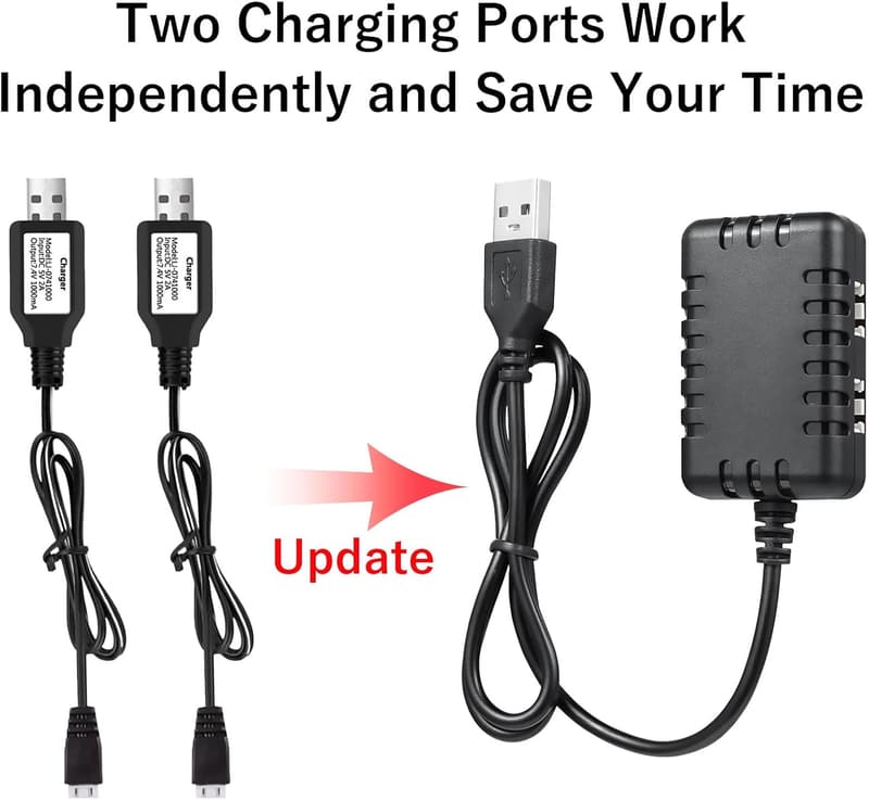 2-in-1 USB Lipo Battery Charger for 2S RC Cars and Drones