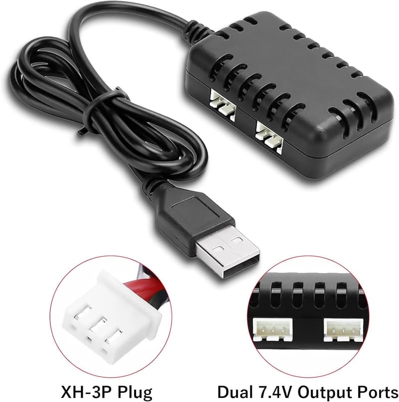 2-in-1 USB Lipo Battery Charger for 2S RC Cars and Drones