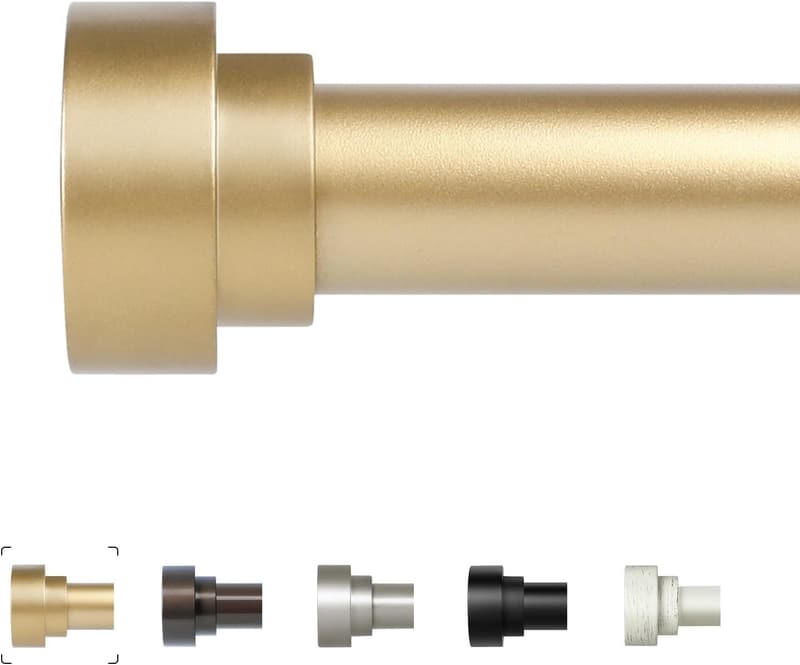 Gold Adjustable Curtain Rods 48-84 Inch, Heavy Duty, Modern Design