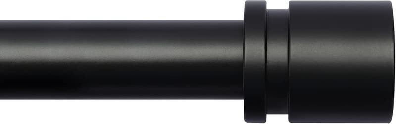 Adjustable Black Curtain Rod with Aluminium Finials, 16-144 Inches