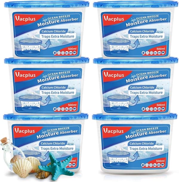 Portable Humidity Absorbers with Ocean Fragrance - 6 Pack