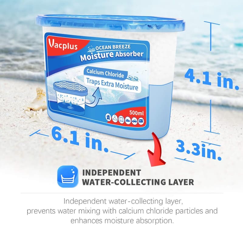 Portable Humidity Absorbers with Ocean Fragrance - 6 Pack