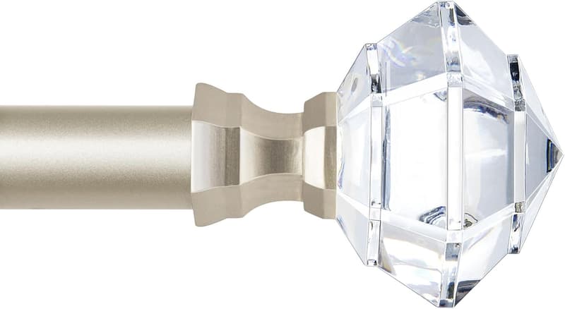 Telescoping Curtain Rods 32-58 Inch with Acrylic Diamond Finial