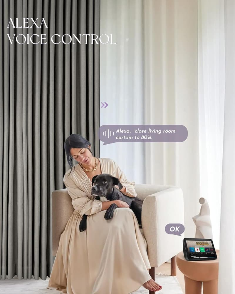Smart Motorized Curtains for Sliding Doors - Alexa Compatible, Custom Width up to 220