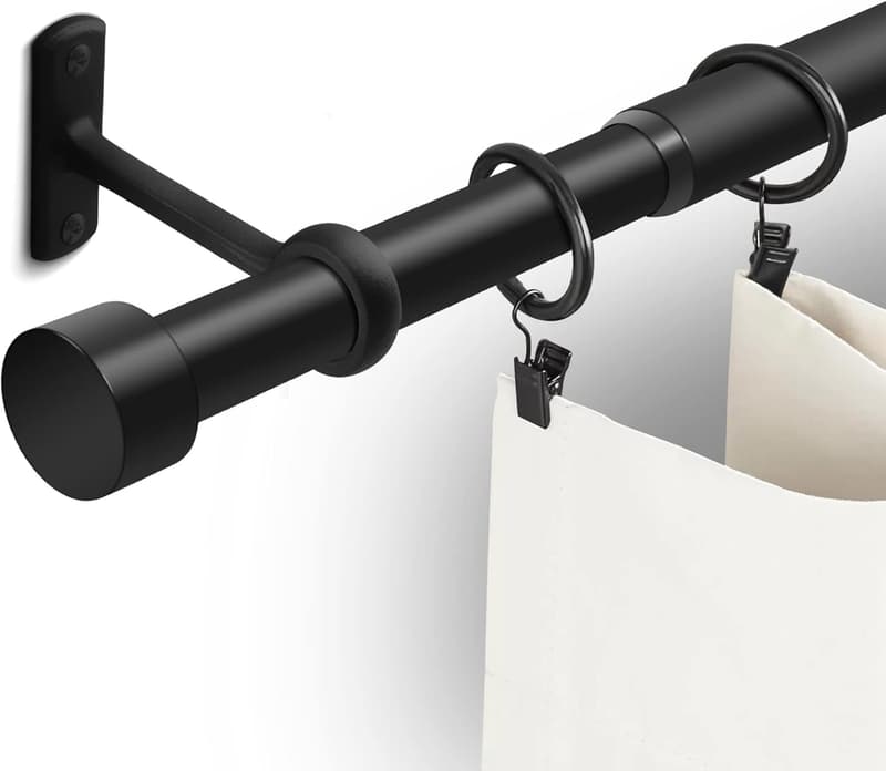 Extra Long Black Rustic Curtain Rod - 120 to 240 Inch