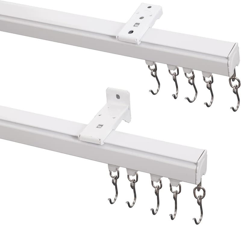 Adjustable 6ft-9ft Curtain Track Rod Set with Hooks