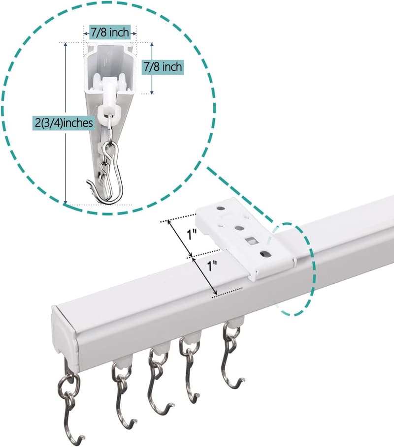 Adjustable 6ft-9ft Curtain Track Rod Set with Hooks