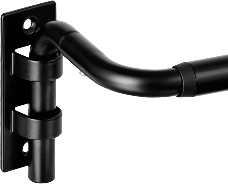 Adjustable Matte Black Wrap Around Curtain Rod for Windows 66-120