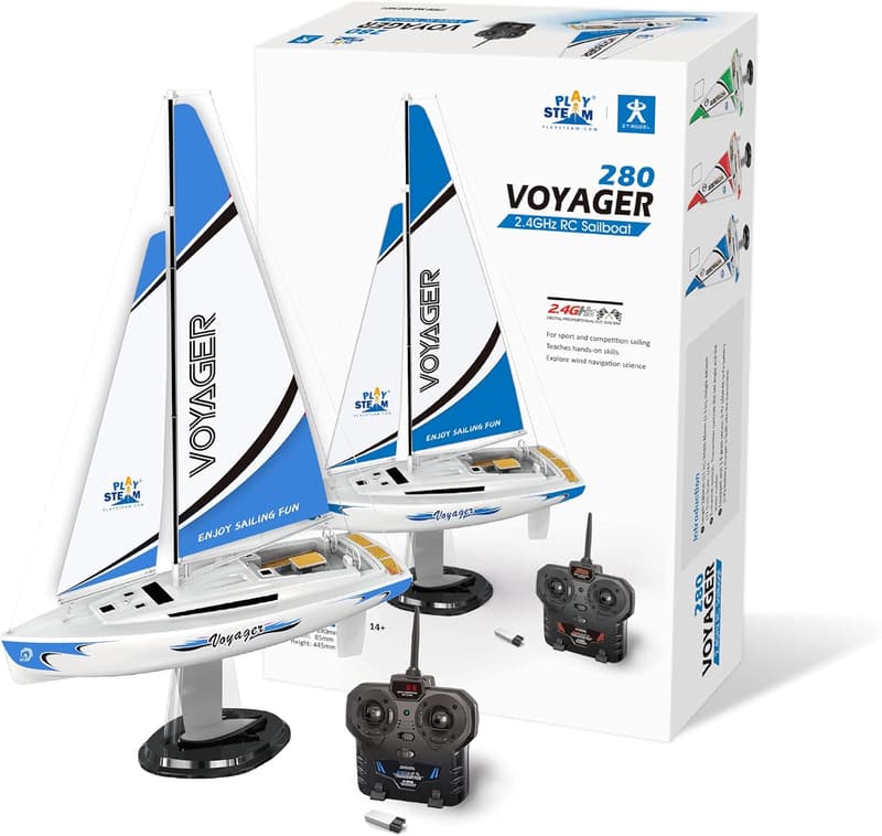 Blue Voyager 280 RC Wind-Powered Sailboat - 17.5