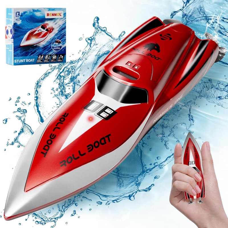 2.4GHz Remote Control Stunt Boat – Mini Toy for Kids 8-12