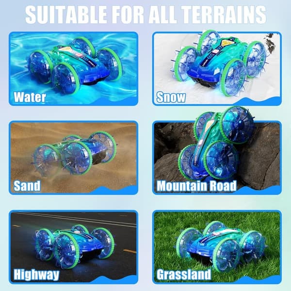 Waterproof 4WD RC Stunt Car with LED Lights - Perfect Gift for Kids