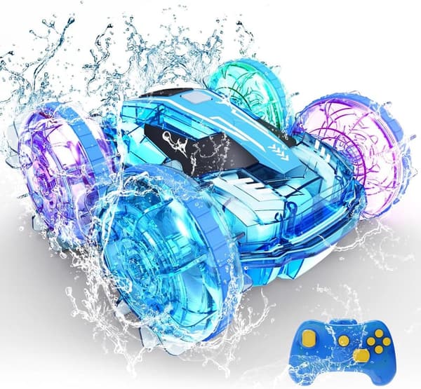Amphibious Remote Control Car Boat for Kids with LED Lights