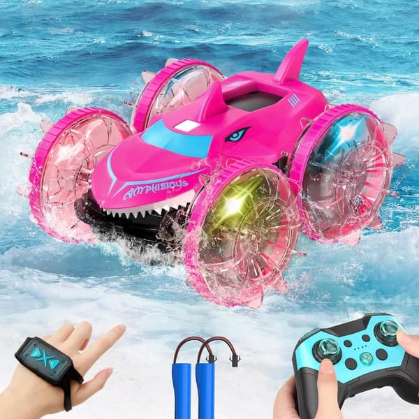 Amphibious 4WD RC Stunt Car Toy for Kids Ages 6-12