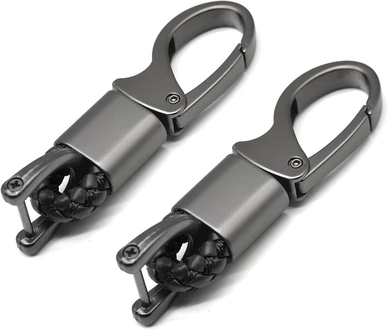 Leather Car Key Fob Holder Keychains - 2 Pack, Rotatable