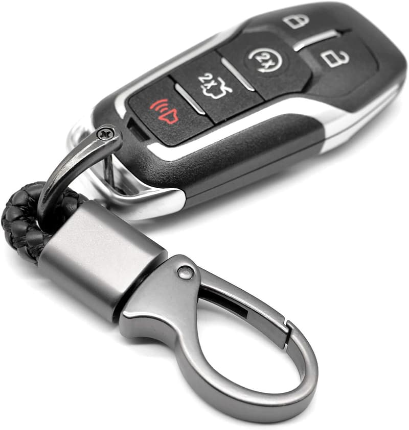 Leather Car Key Fob Holder Keychains - 2 Pack, Rotatable