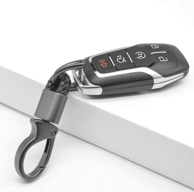 Leather Car Key Fob Holder Keychains - 2 Pack, Rotatable