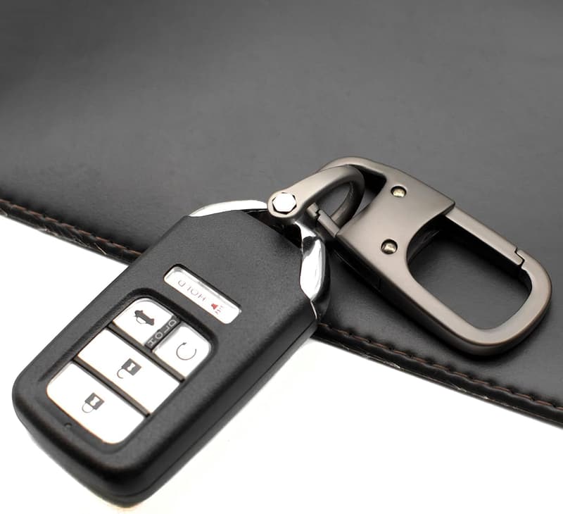 Gunmetal Metal Keychain with Detachable Valet Ring for Men & Women
