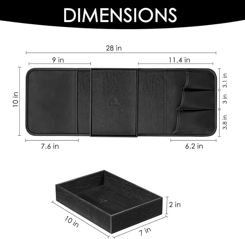 PU Leather Sofa Armrest Organizer with Detachable Tray - Black