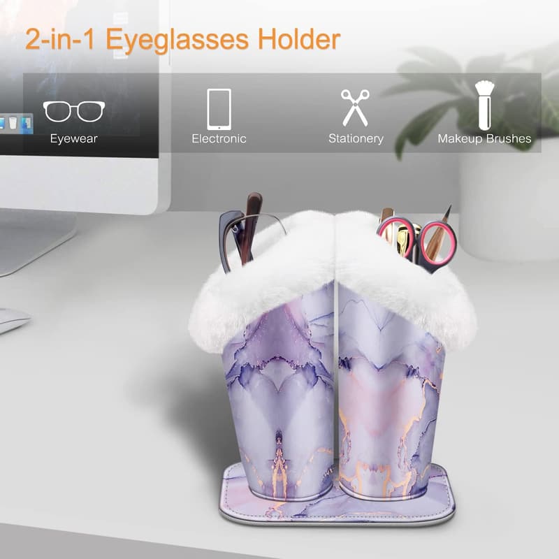Plush Lined Glasses Holder with Magnetic Base for Desk