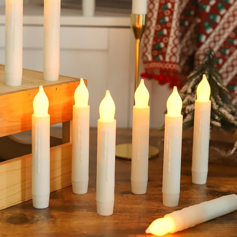 24-Pack Battery Operated LED Flickering Taper Candles