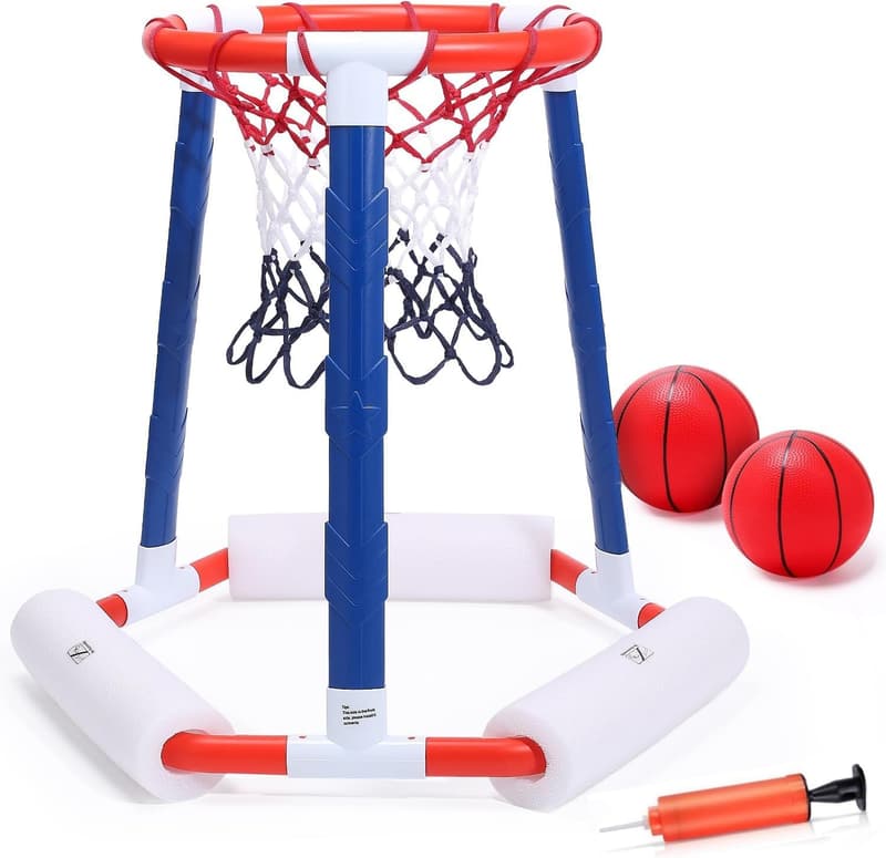 Floating Pool Basketball Hoop Game with Balls & Pump for Ages 8-12