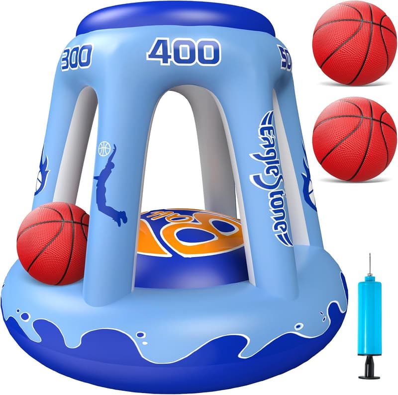 Inflatable Pool Basketball Hoop with 3 Balls for Summer Fun