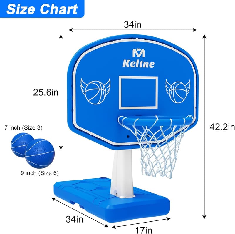 Solar-Powered LED Pool Basketball Hoop Set for Kids & Adults