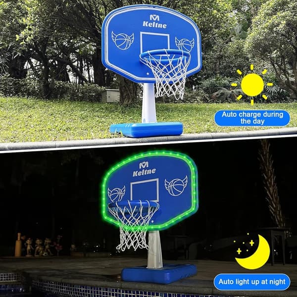 Solar-Powered LED Pool Basketball Hoop Set for Kids & Adults