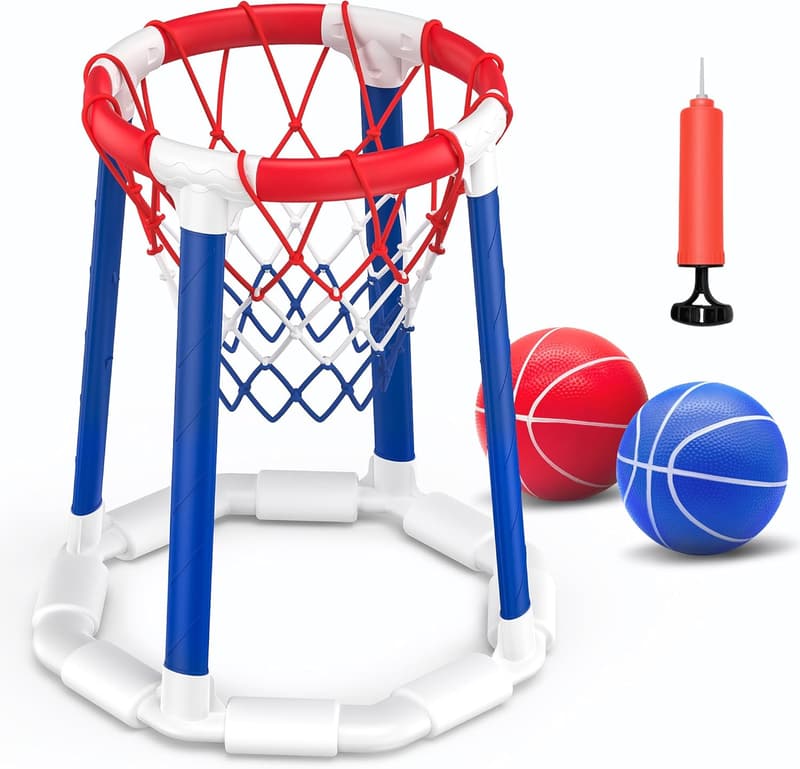 Floating Basketball Hoop Set with 2 Balls for Pool Games