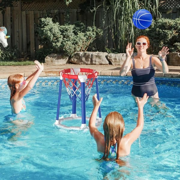 Floating Basketball Hoop Set with 2 Balls for Pool Games