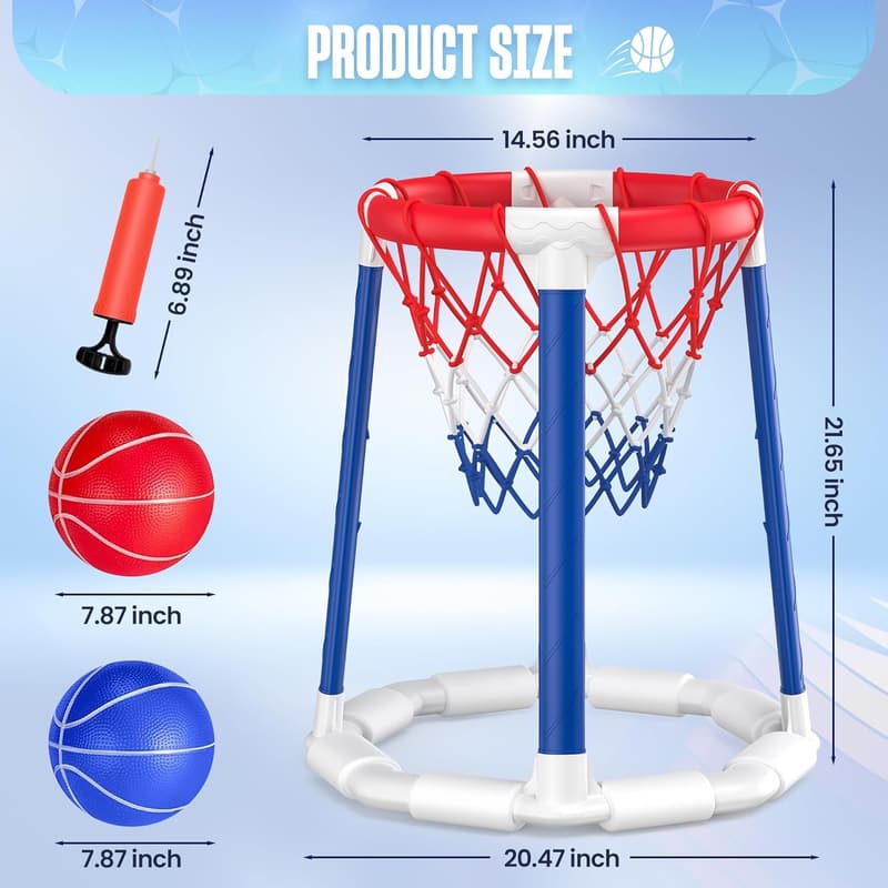 Floating Basketball Hoop Set with 2 Balls for Pool Games