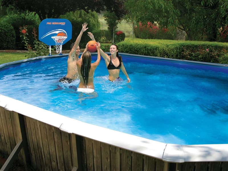 Poolside Basketball Hoop with Perma-Top Mounts for Above Ground Pools