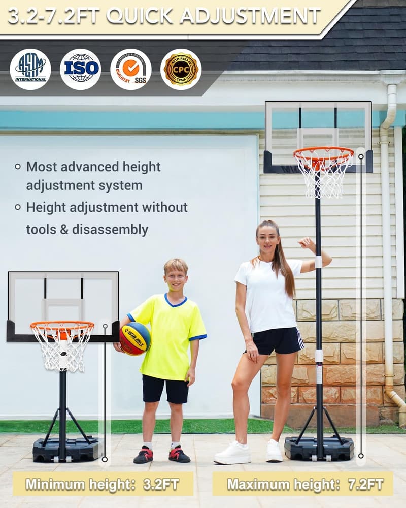 Adjustable Pool Basketball Hoop for Kids & Adults, 29