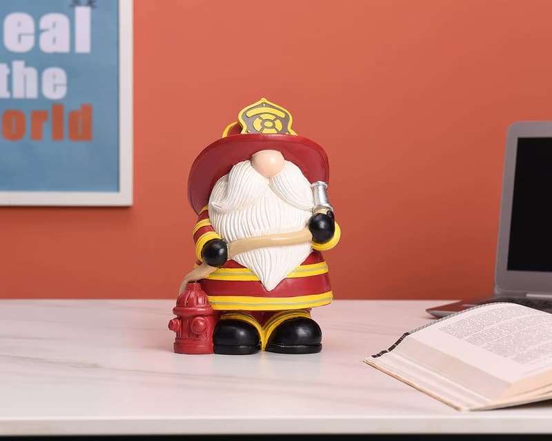 Firefighter Gnome Figurine for Home Decor and Gifts