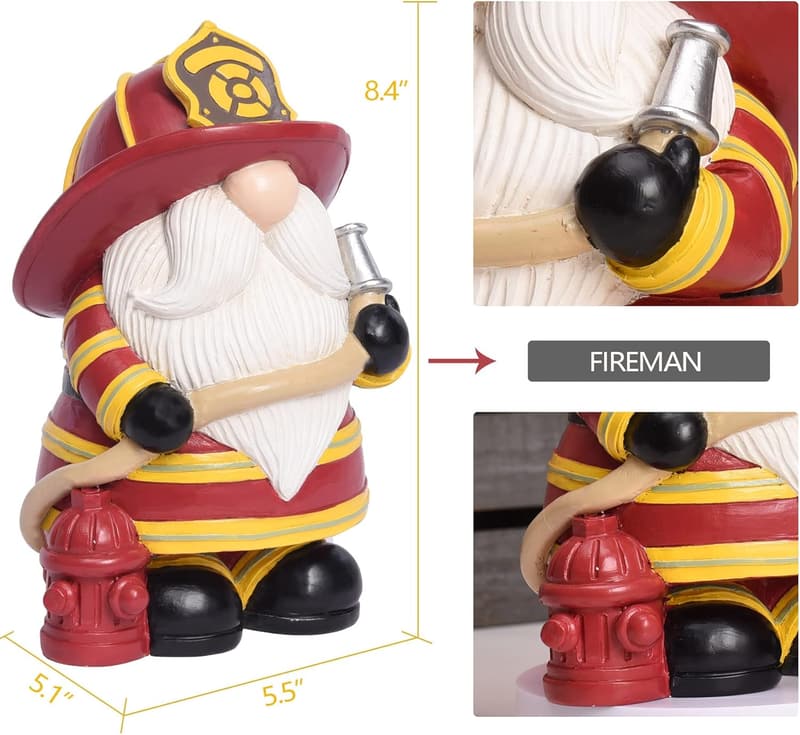 Firefighter Gnome Figurine for Home Decor and Gifts