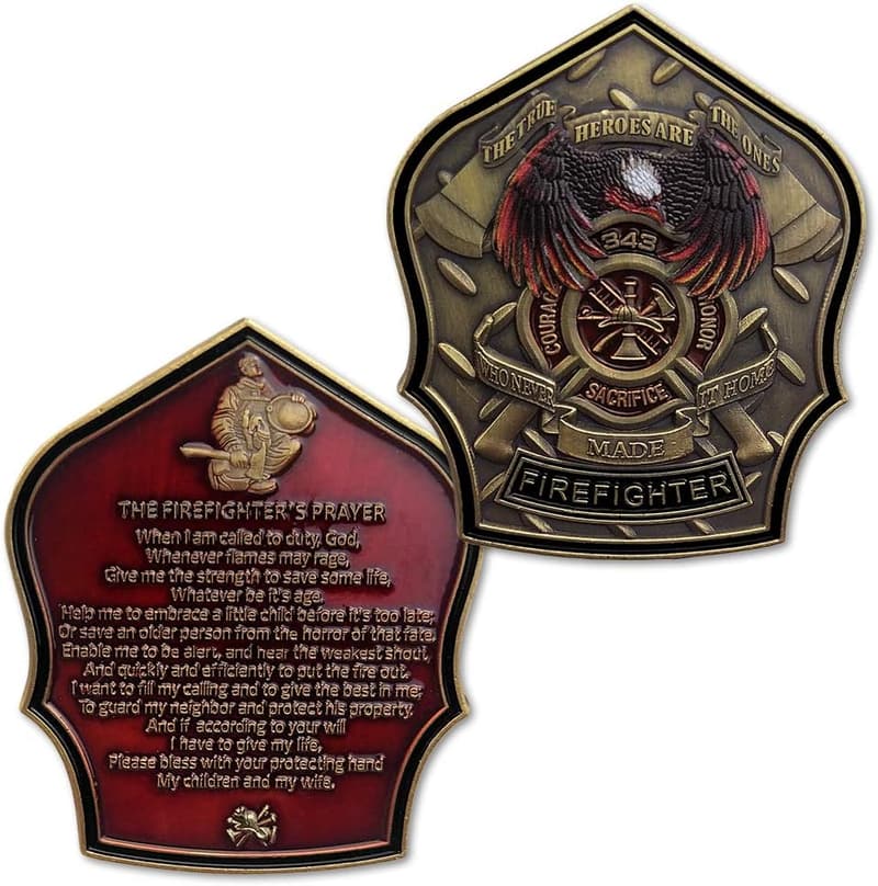 Firefighter Challenge Coin - Fireman Prayer Design