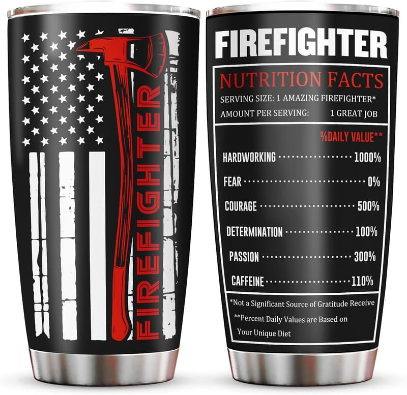 Firefighter Gifts: 20oz Tumbler with Lid for First Responders