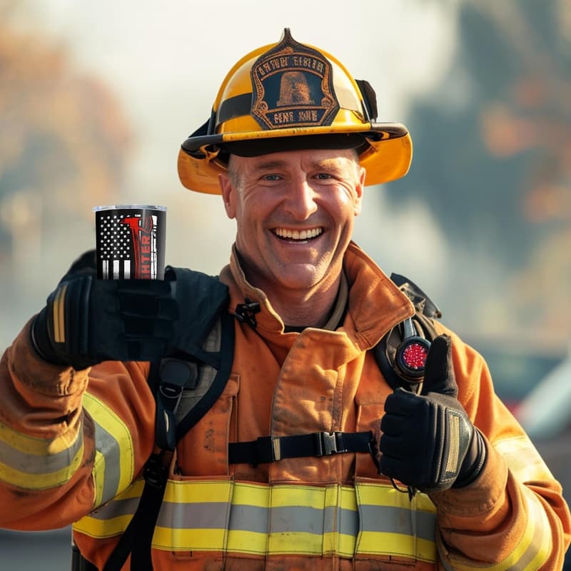 Firefighter Gifts: 20oz Tumbler with Lid for First Responders