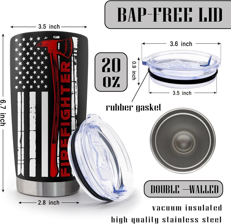 Firefighter Gifts: 20oz Tumbler with Lid for First Responders