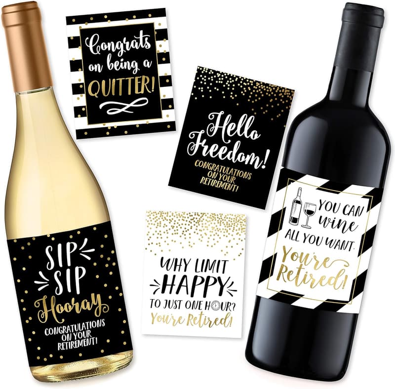 Funny Retirement Wine Labels for Nurses, Teachers, and Military