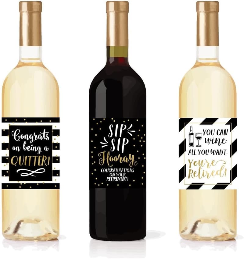 Funny Retirement Wine Labels for Nurses, Teachers, and Military