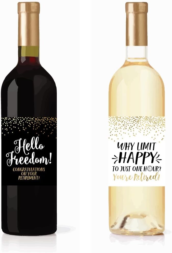 Funny Retirement Wine Labels for Nurses, Teachers, and Military