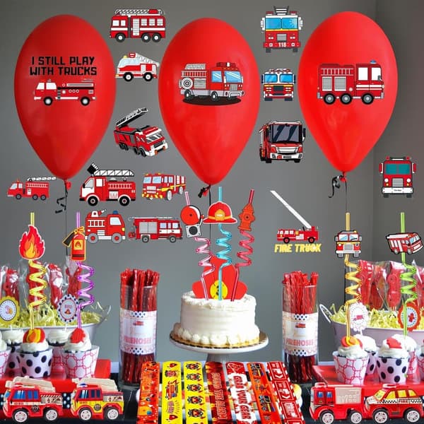 Firefighter Birthday Party Favors Set - 110 Pcs with Stickers & Bracelets