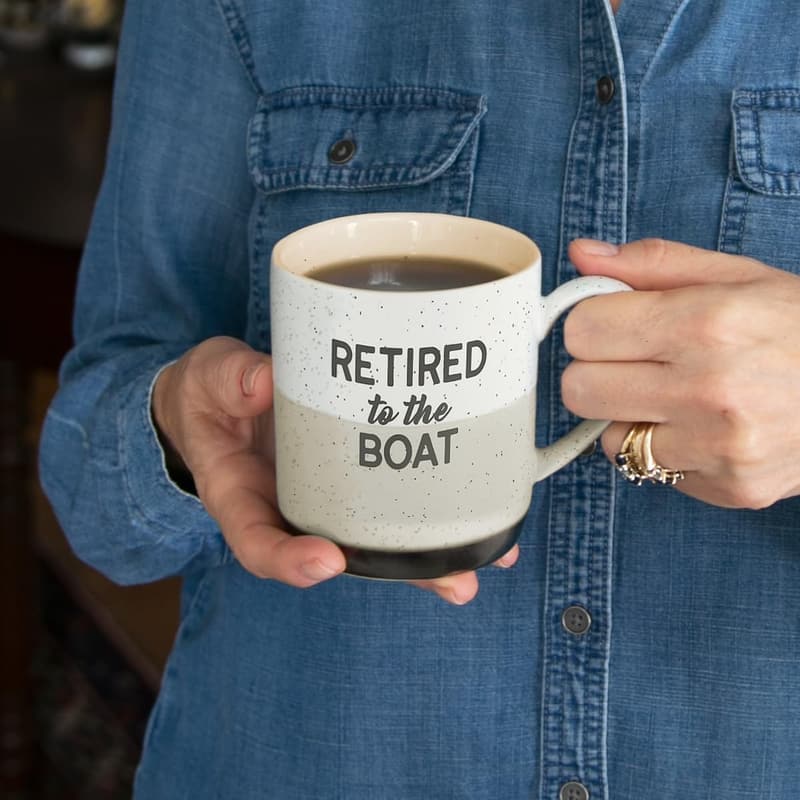 Retired to the Boat Speckled Stoneware Coffee Mug, 15 oz