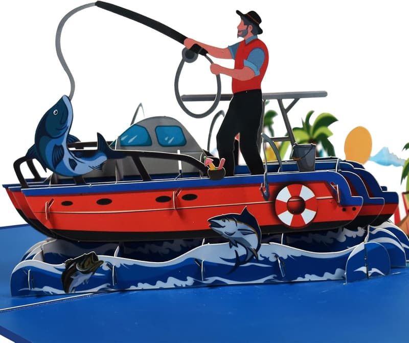 Fishing Pop-Up Greeting Card for Father's Day and Birthdays