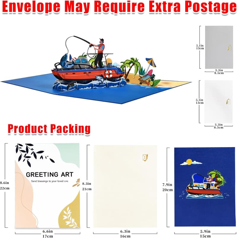 Fishing Pop-Up Greeting Card for Father's Day and Birthdays
